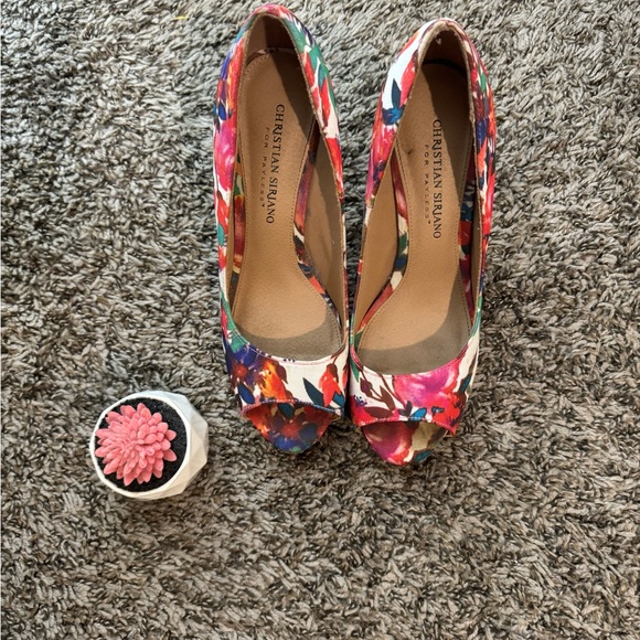 Christian Siriano Peep Toe Stiletto Floral Multicolor 7W - Picture 2 of 7